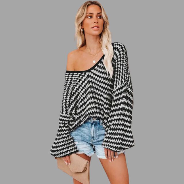 Gebreide trui met off-the-shoulder design