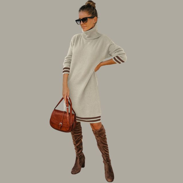 Gezellige coltrui met contrasterende strepen