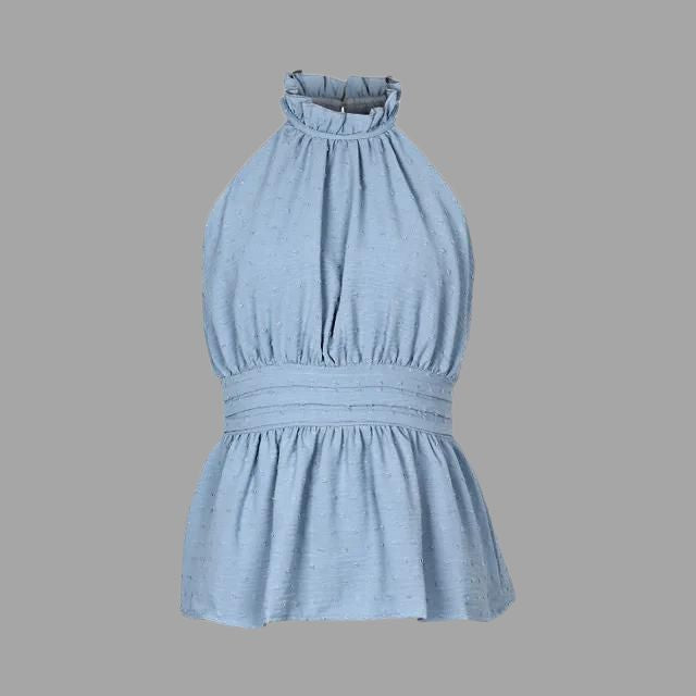 Peplum top met halternek en borduursel