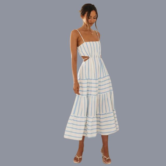 Gestreept A-lijn zomerjurkje met cut-out detail