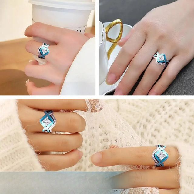 Gedraaide ring met vierkant kristal