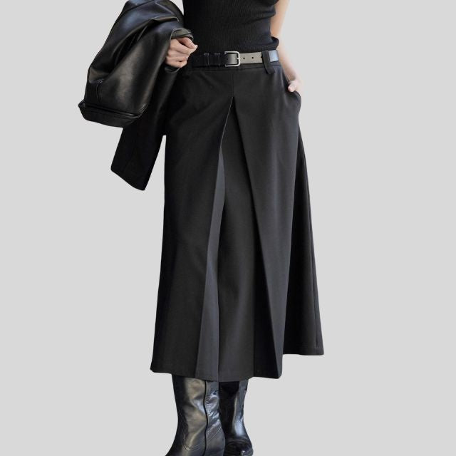 Rok met hoge taille en A-lijn plooien