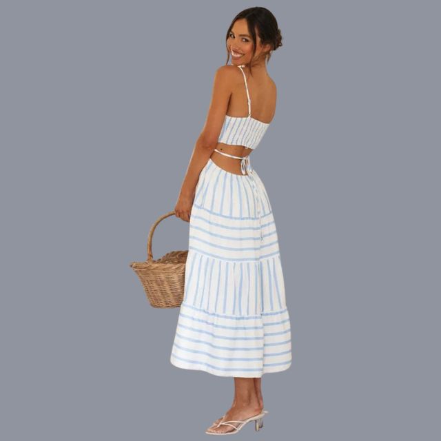 Gestreept A-lijn zomerjurkje met cut-out detail