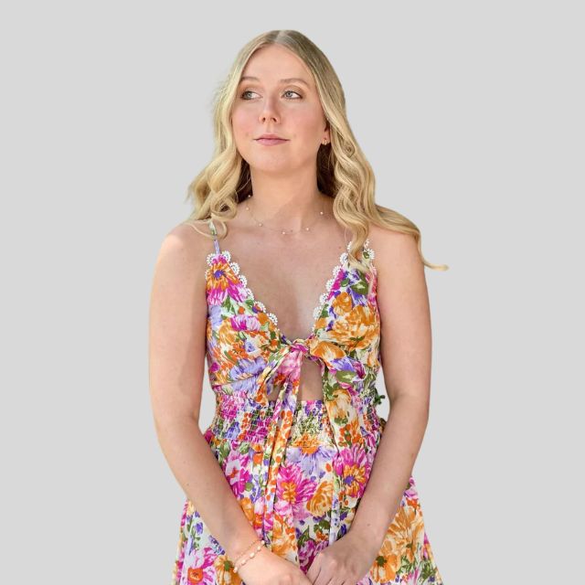 Gebloemde jurk met split