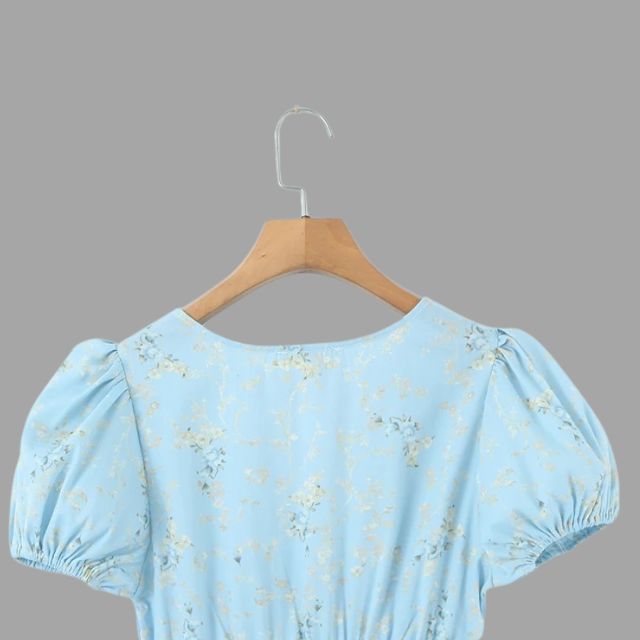 Jurk met bloemenprint in gerimpelde taille