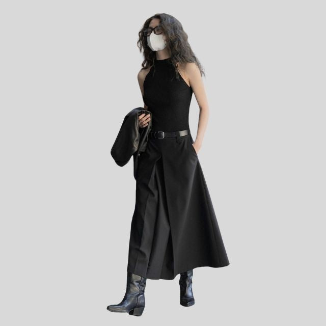 Rok met hoge taille en A-lijn plooien