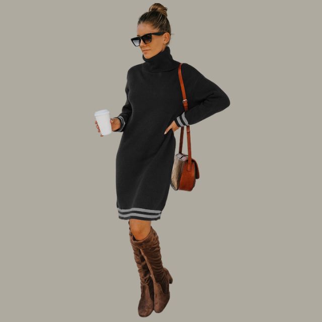 Gezellige coltrui met contrasterende strepen