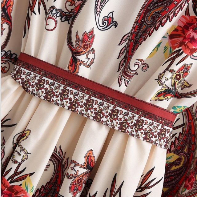 Paisley mini jurk met ceintuur