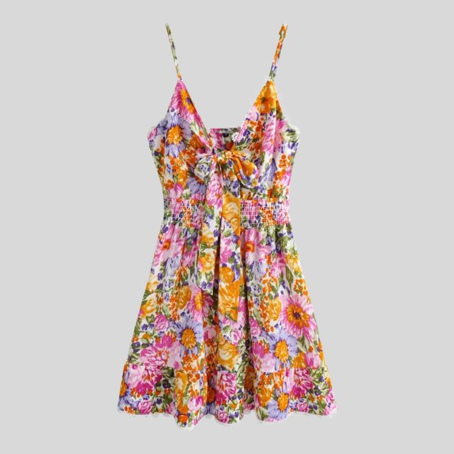 Gebloemde jurk met split