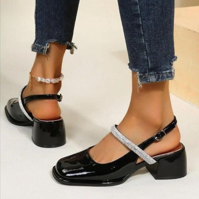 leren muiltjes met glinsterend banddetail