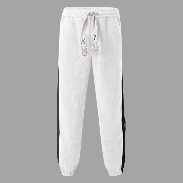 Vintage corduroy joggers met contrasterende streepdetails
