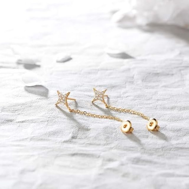 Oorbel met kwastjesketting en steraccent