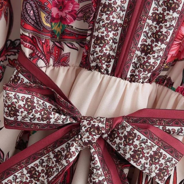 Paisley mini jurk met ceintuur