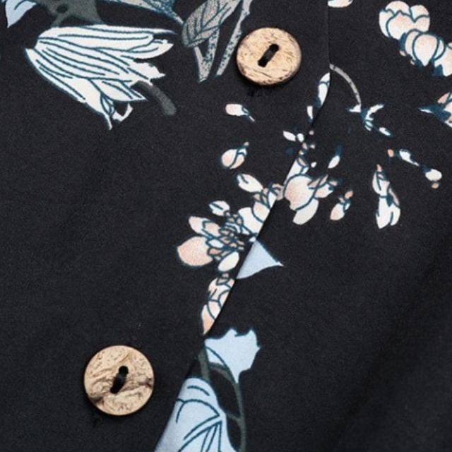 Overhemdjurk met bloemenpatroon en gerimpelde taille