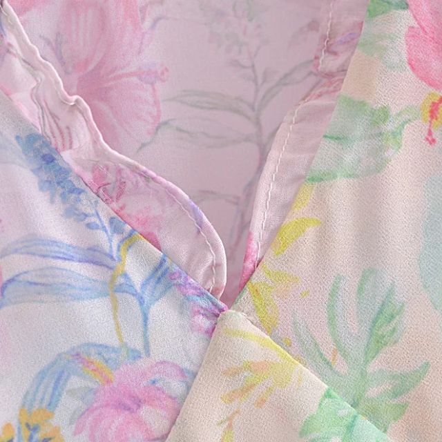 Gebloemde volant jurk met fladdermouwen