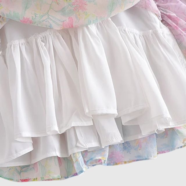 Gebloemde volant jurk met fladdermouwen