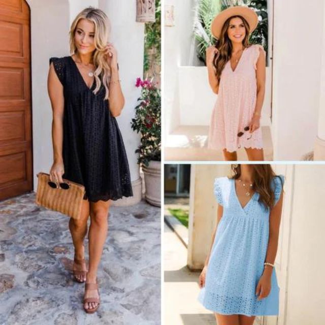 Elastische kanten jurk met mouwen met ruches