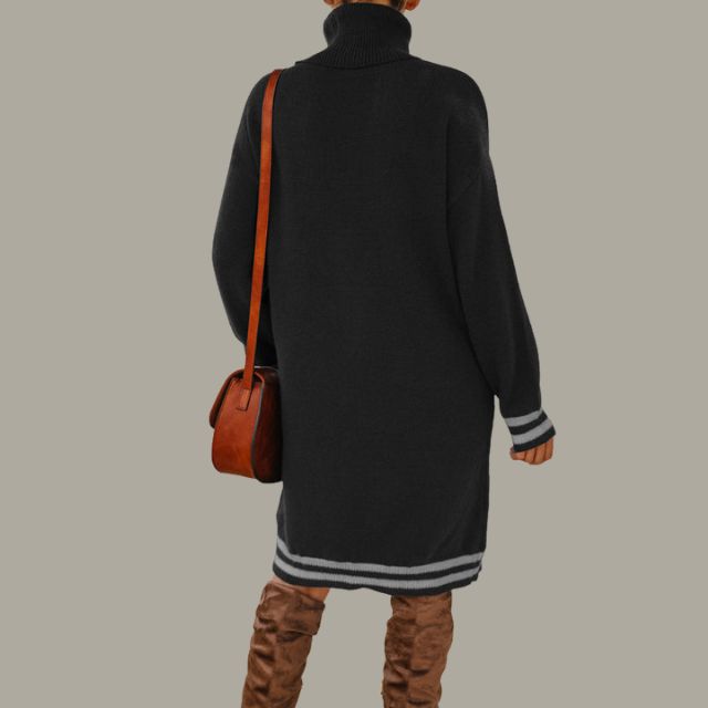 Gezellige coltrui met contrasterende strepen