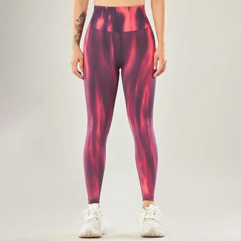 Performance legging met hoge taille en naadloos golfpatroon