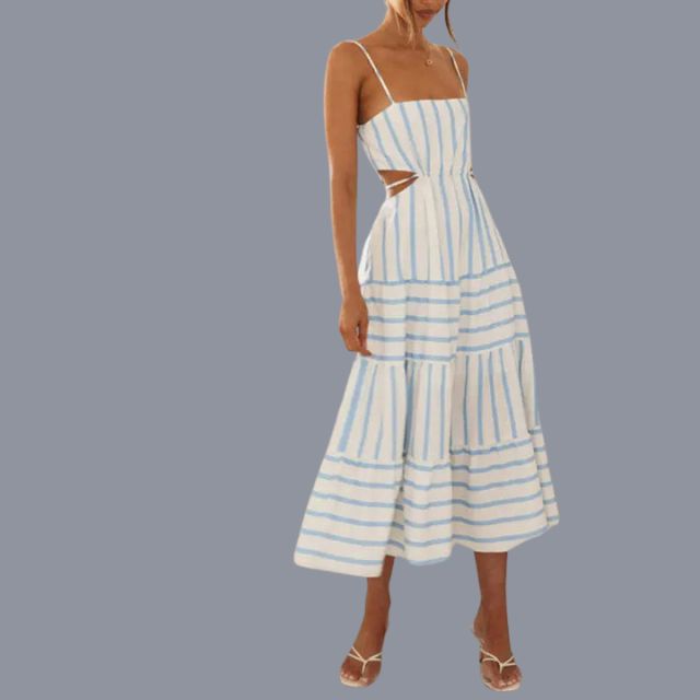 Gestreept A-lijn zomerjurkje met cut-out detail