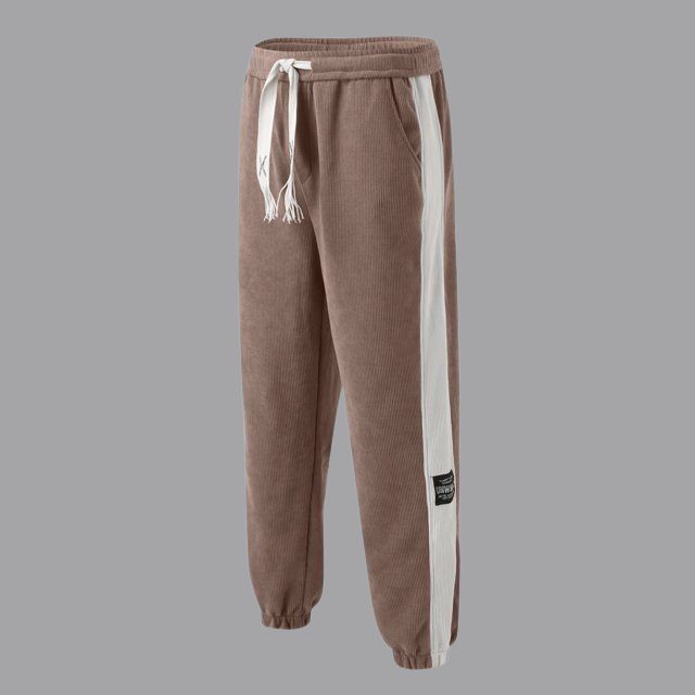 Vintage corduroy joggers met contrasterende streepdetails