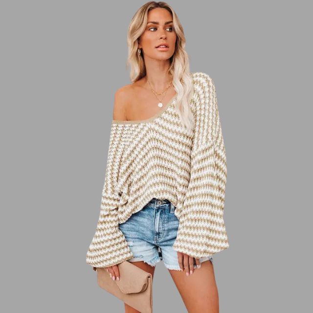 Gebreide trui met off-the-shoulder design