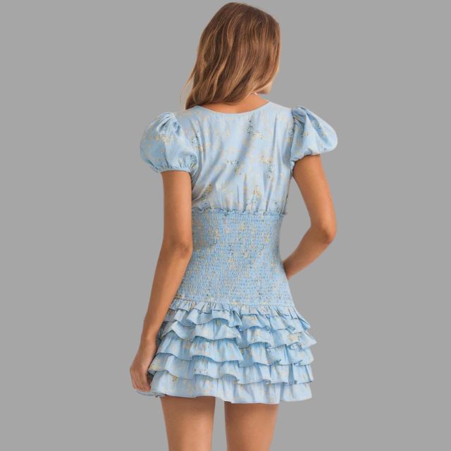 Jurk met bloemenprint in gerimpelde taille