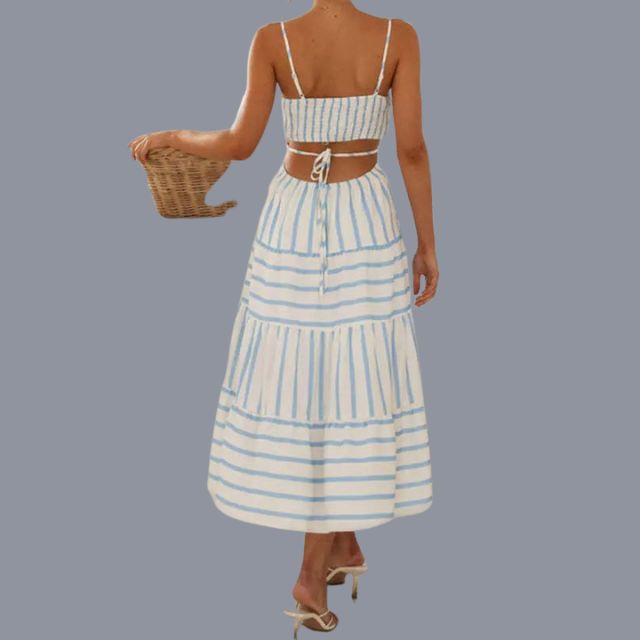 Gestreept A-lijn zomerjurkje met cut-out detail