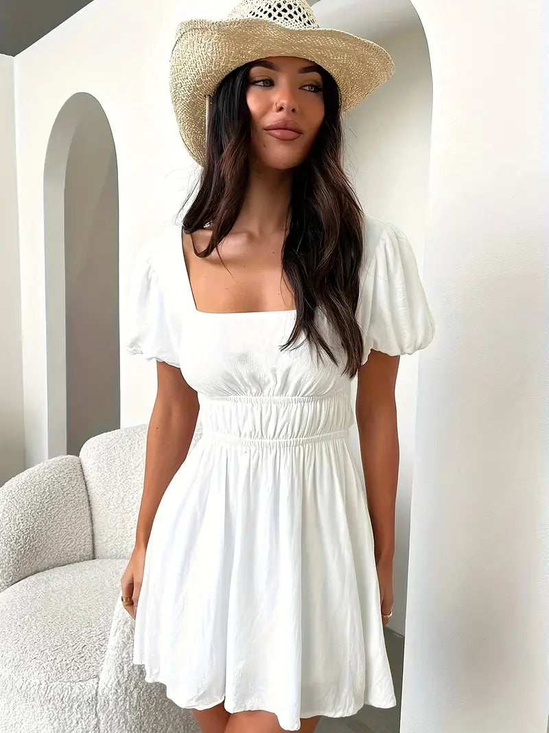 Mini jurk in effen kleur