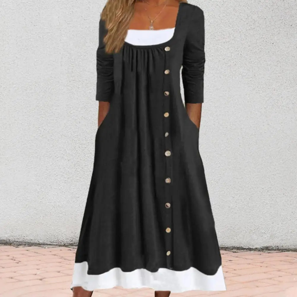 Casual midi-jurk met knoopsluiting