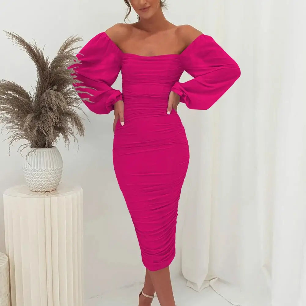 Midi-jurk met vierkante halslijn