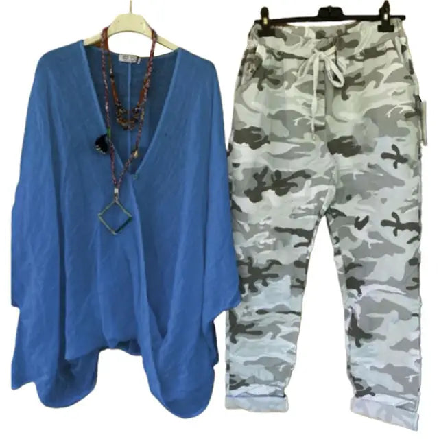 Mila | Blouse en broek sets met halve mouwen