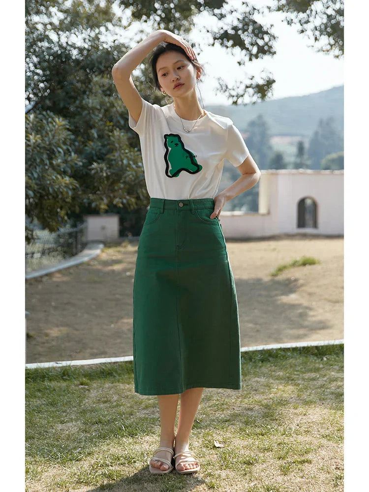 Japanse denim rok met hoge taille