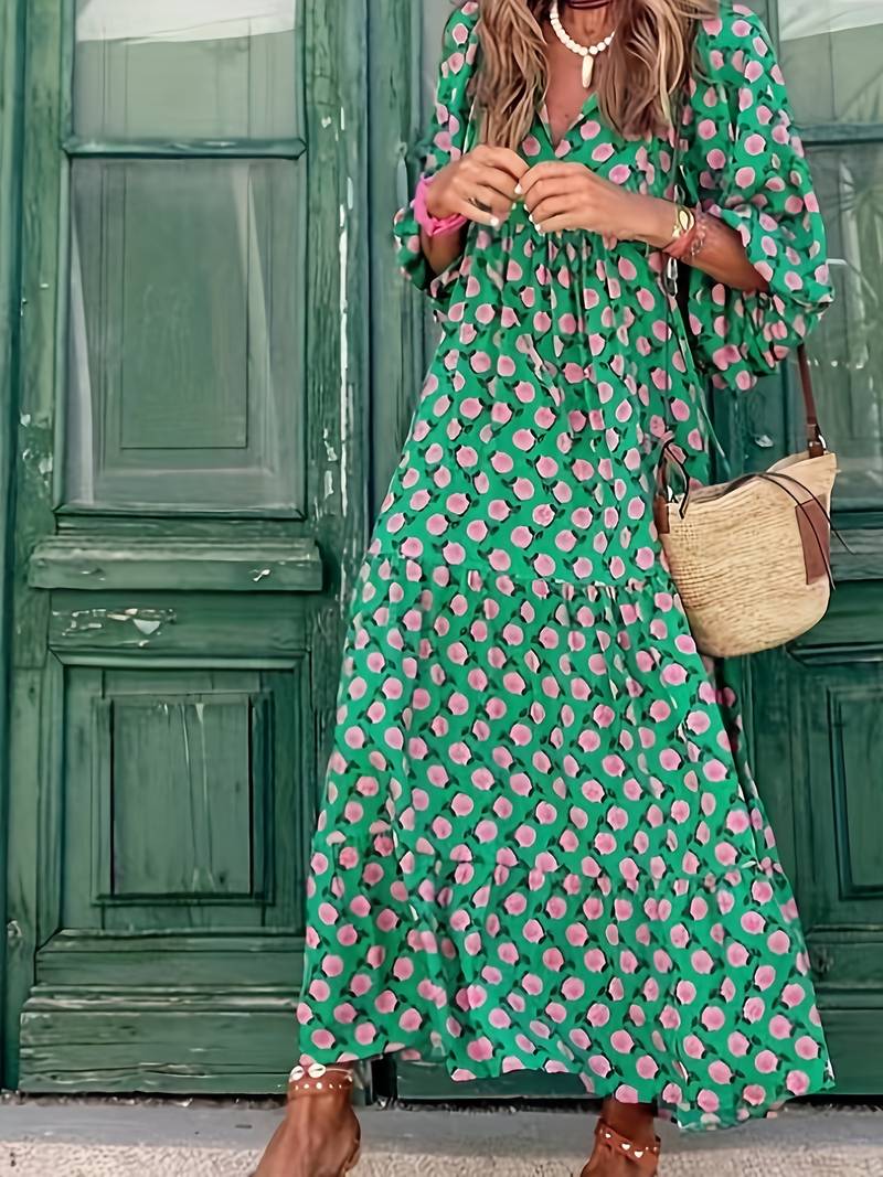 Losse boho maxi jurk met bloemenprint