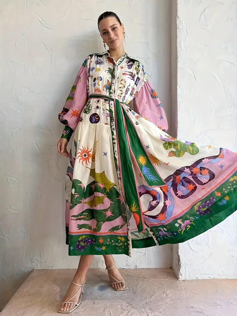 Maxi-jurk met abstracte print