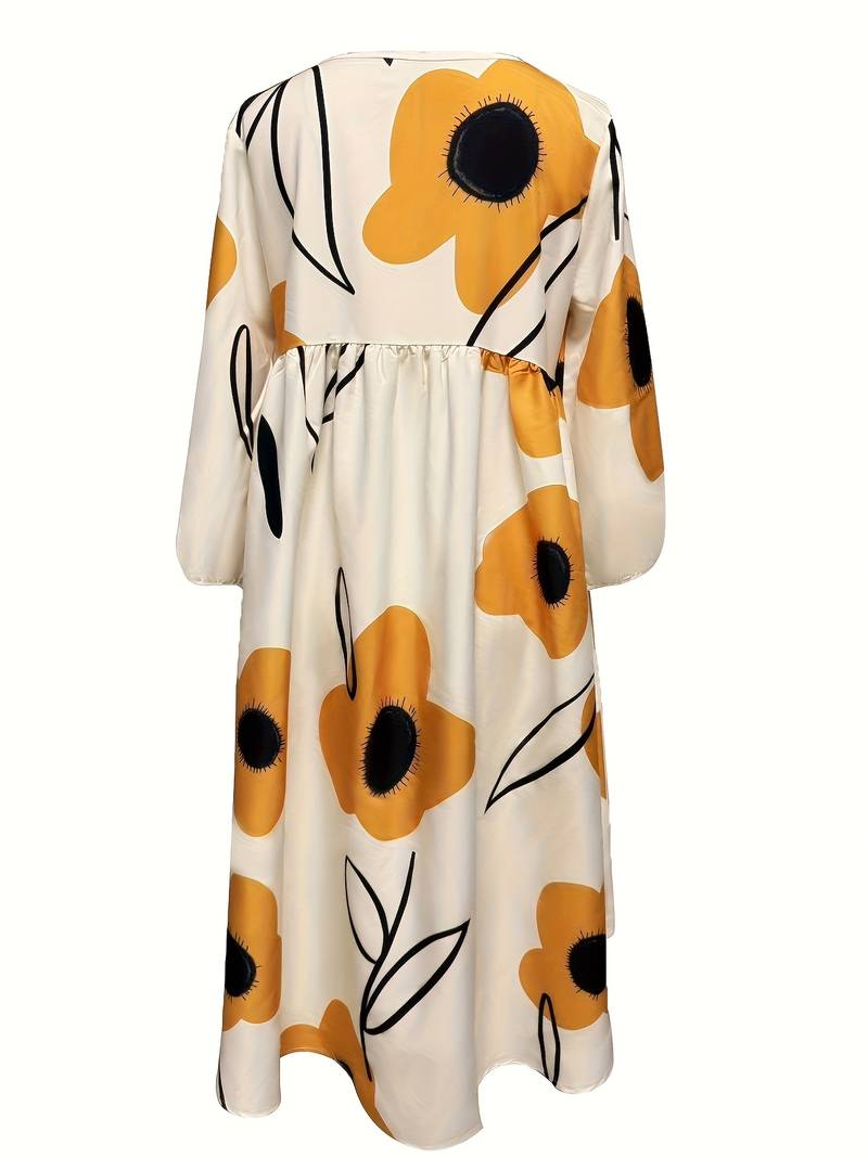 Losvallende jurk met bloemenprint