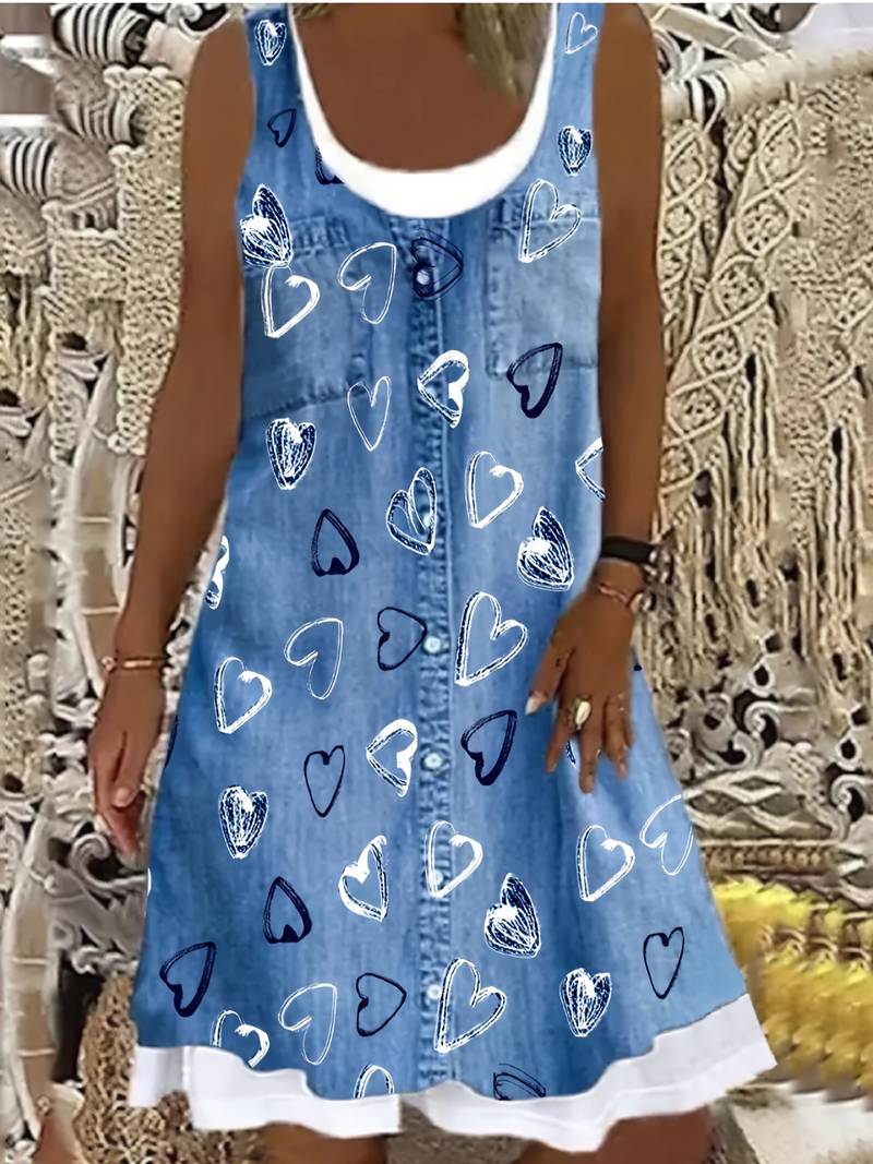 Gedrukte spijkerjurk