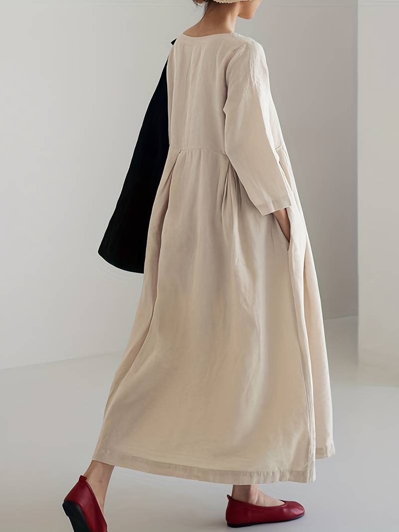 Losse maxi-jurk met geplooide zoom