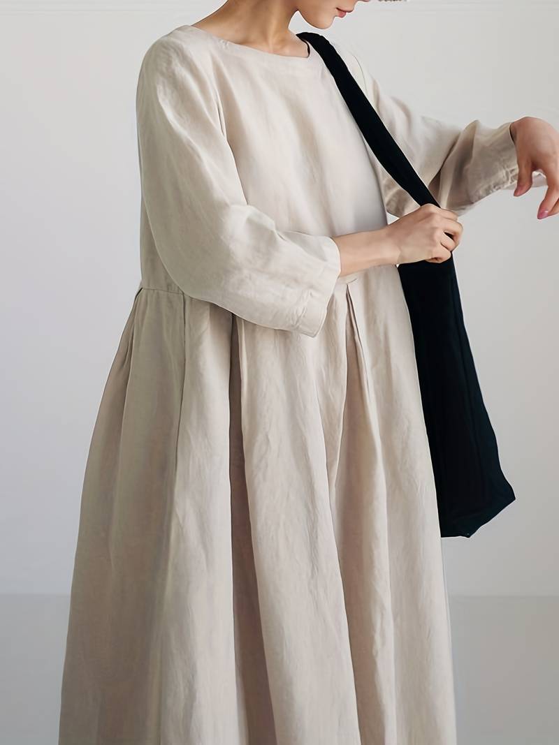 Losse maxi-jurk met geplooide zoom