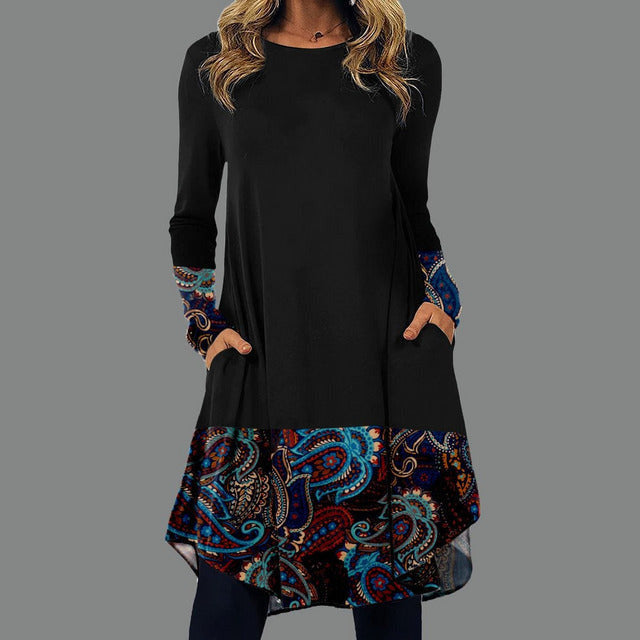Jurk met bedrukte taille in vintage stijl