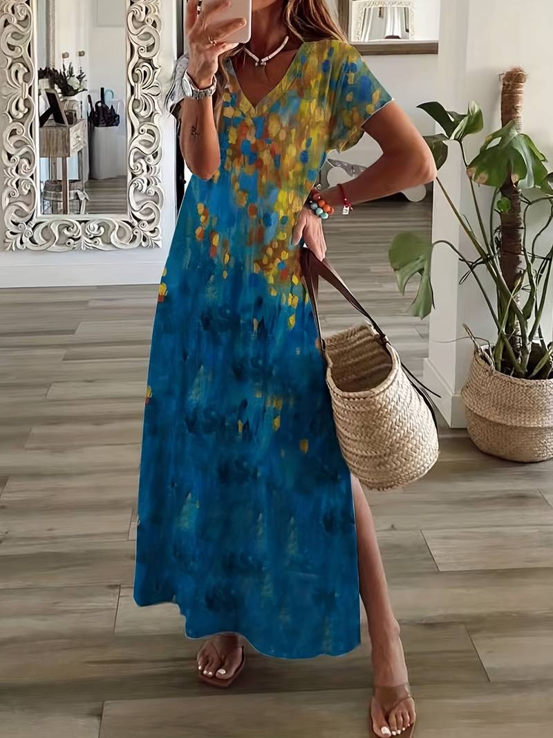 Losse, elegante jurk met abstract patroon