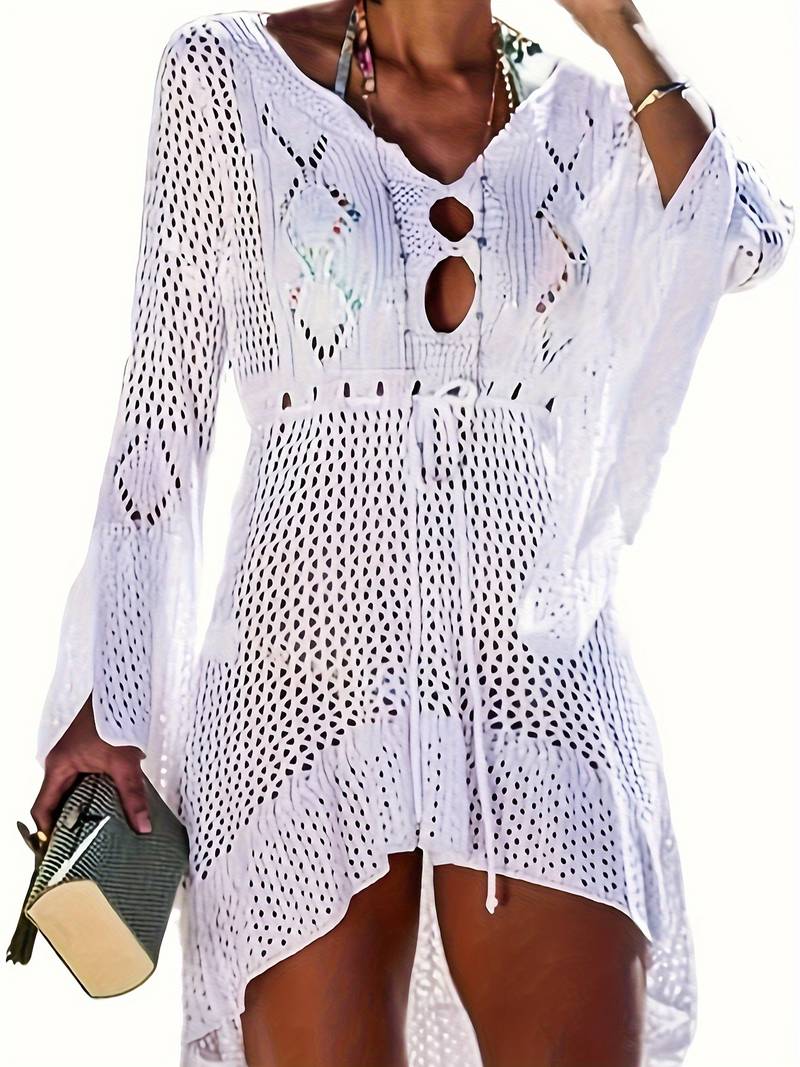 Holle kant lange rok bikini zonnejurk