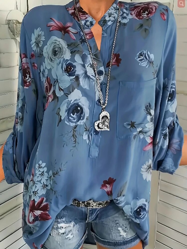 Plus Maat Fashion V-Hals Pull-Up Shirt