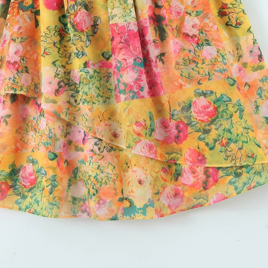 Vloeiende cami-jurk met aquarelbloemenprint