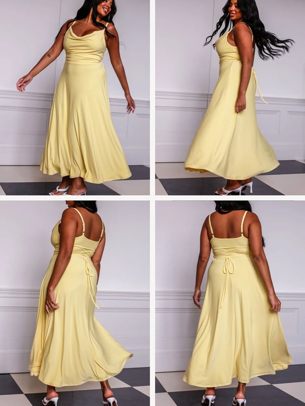 Elegante maxi-jurk met drapering