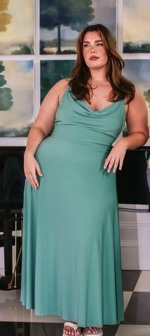 Elegante maxi-jurk met drapering