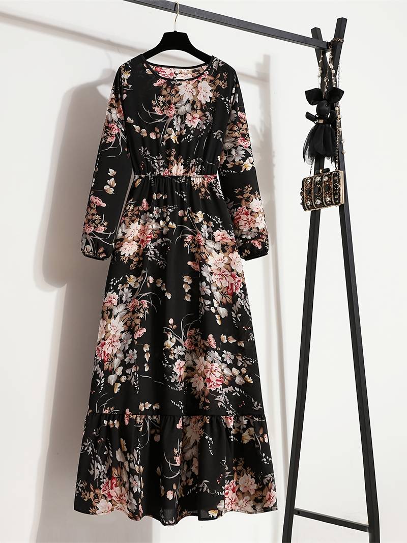 Lange jurk met bohemien bloemenprint