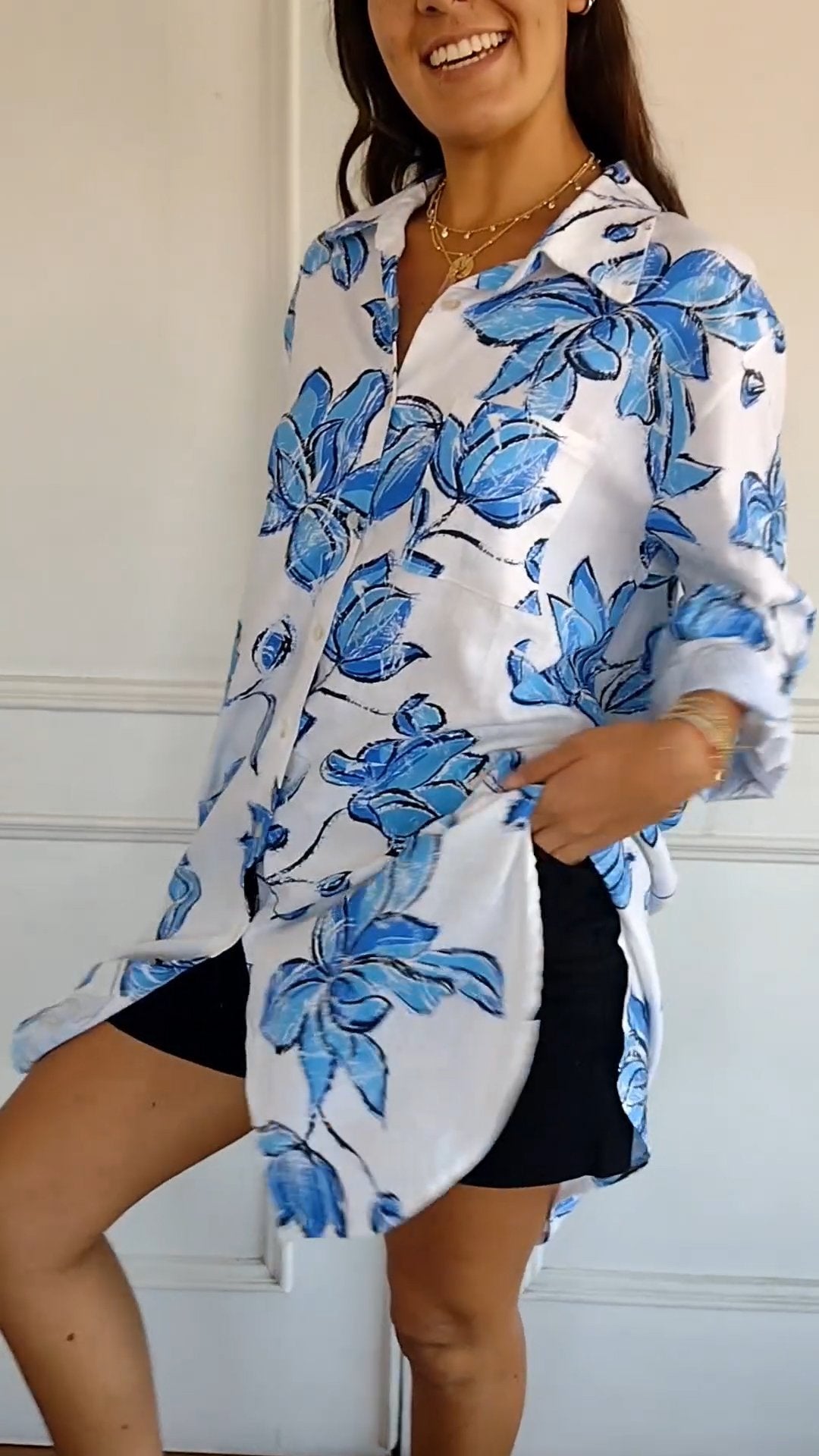 Elegante overhemdjurk met print