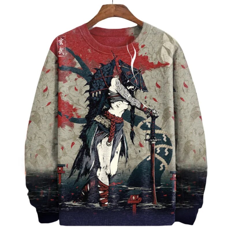 Vintage Samurai print Heren Sweatshirt