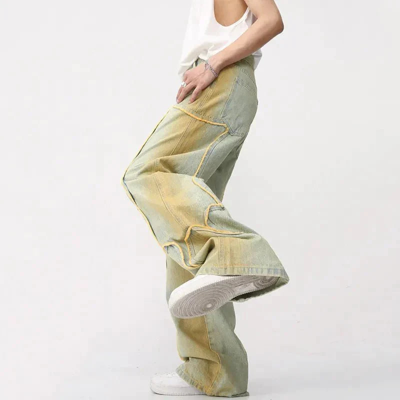 Herenjeans met hoge taille en wijde pijpen